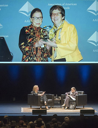 Ginsburg with Kay; Ginsburg at the lecture
