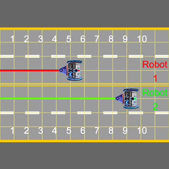 Virtual robot race on a learning tool