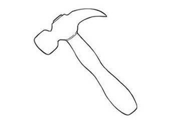 Sketch of a hammer on a white background