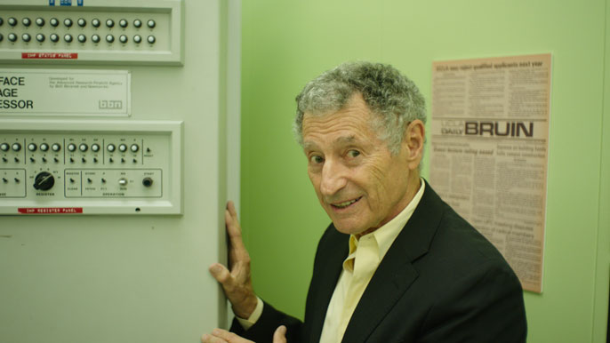 UCLA computer scientist Leonard Kleinrock and the machine he used to send the first message on what would later be known as the internet appear in a new documentary by Werner Herzog.