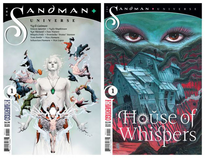 Cover designs for “Sandman Universe” and the first issue of “House of Whispers.”