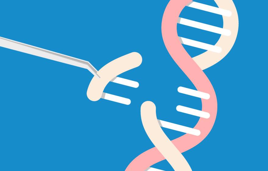 Illustration of a piece of DNA code being removed from a helix