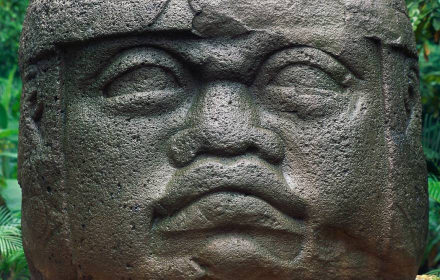 Olmec statue in close-up