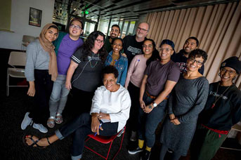 Carrie Mae Weems and students pose for a photo