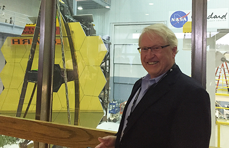 Garth Illingworth outside a room where the James Webb Space Telescope is being constructed