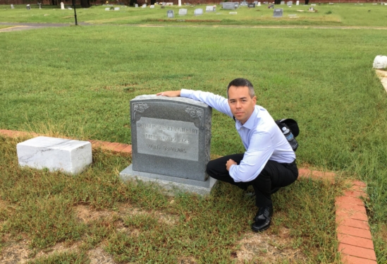 John W.I. Lee at John Wesley Gilbert's gravestone