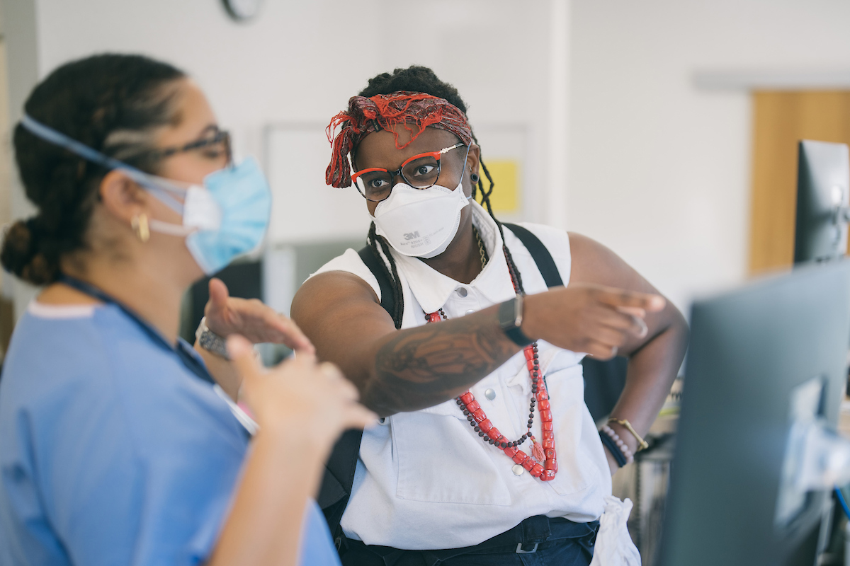 Dr. Maisha Davis talks to Aminta Kouyate at UCSF