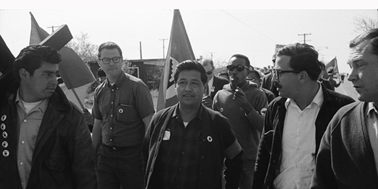 Cesar Chavez marching with others
