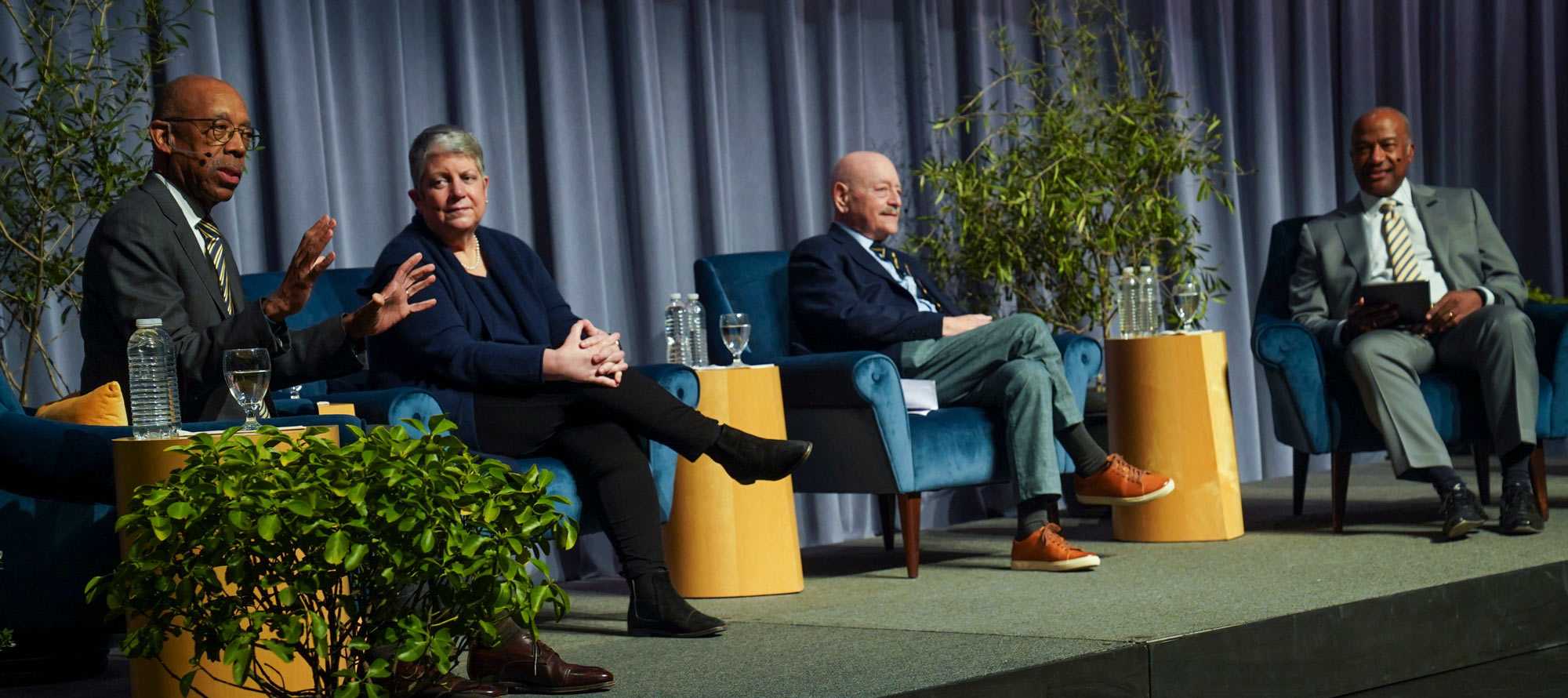 3 UC presidents and Chancellor May at panel