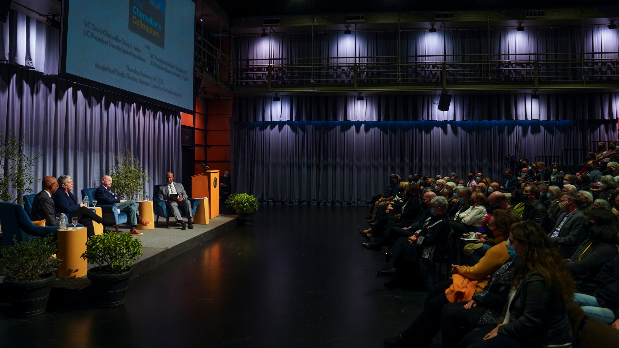 UC Davis panel with UC presidents and audience