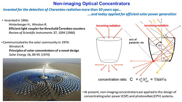 Slide with information about Non-imaging optical concentrators