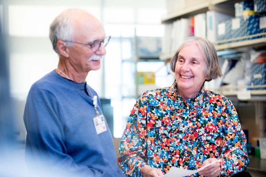 Mort Cowan and Jennifer Puck at UCSF