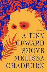 A set of eyes in a yellow silhouette -- A Tiny Upward Shove book cover