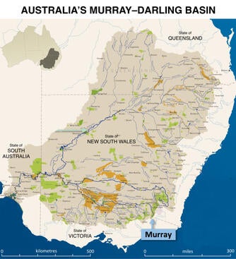 A map of Australia's Murray-Darling basin