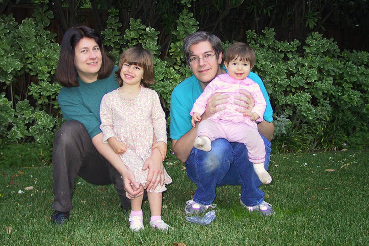 Catey Vera with her sister and mom and dad in 2003