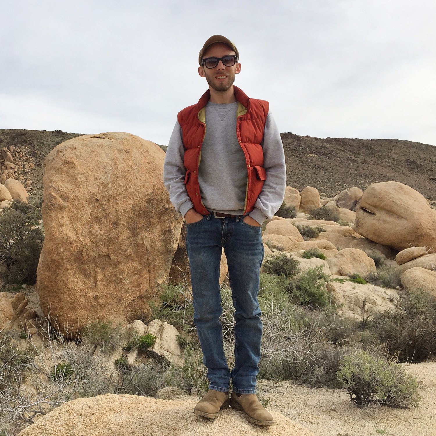 Justin Valliere outside in the desert