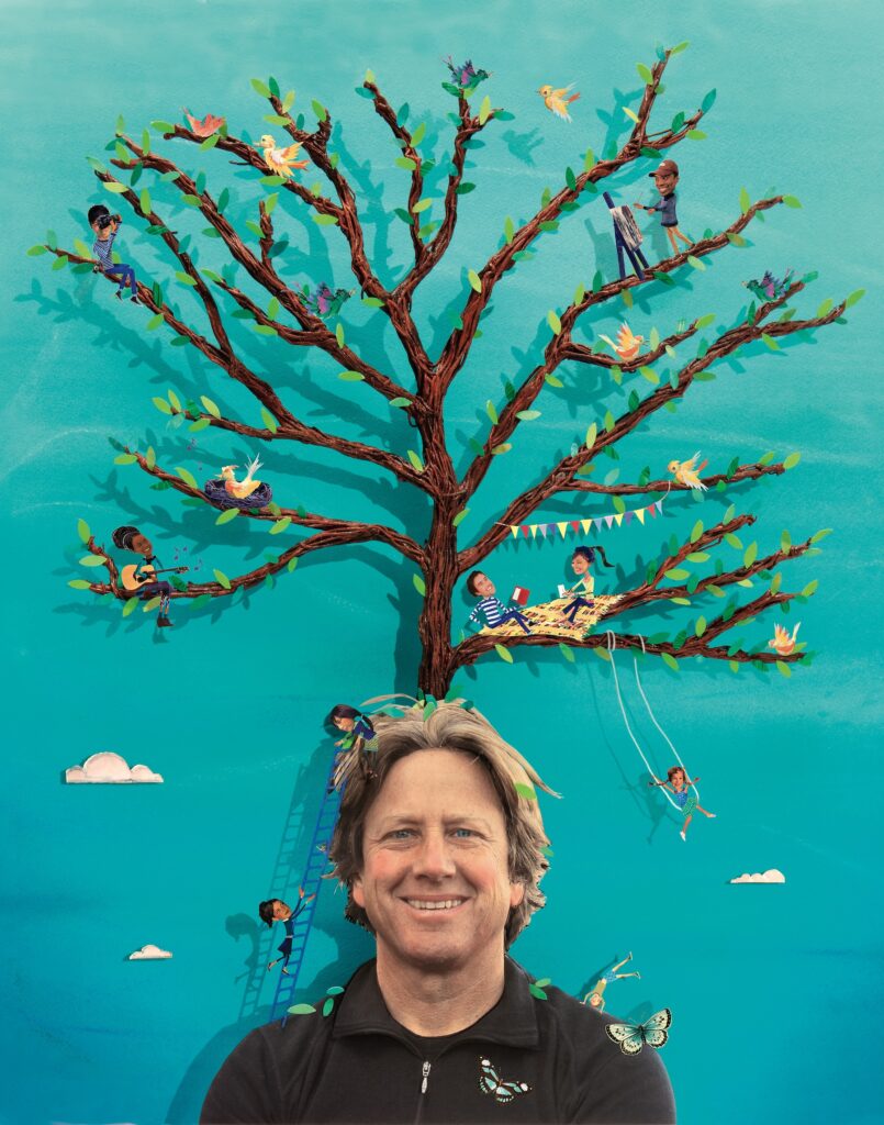 Dacher Keltner with tree illustration