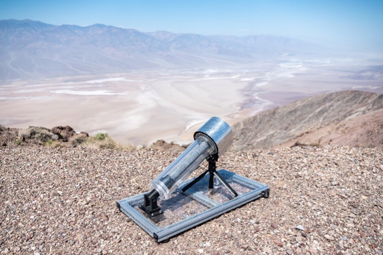 The water harvester with Death Valley behind it