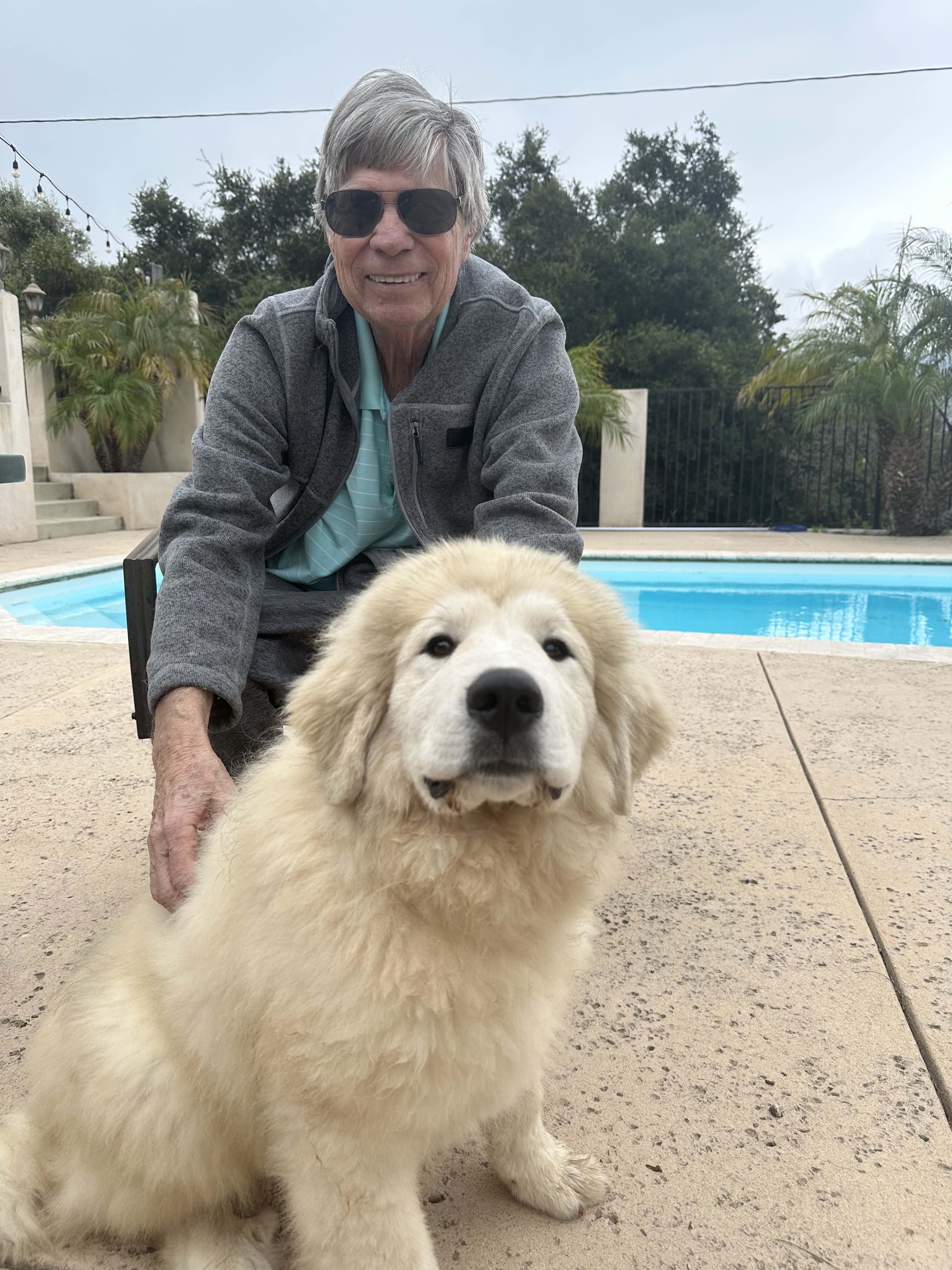 Tommy Dickey with a dog