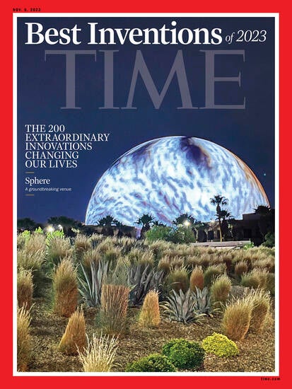 Time cover for Best Inventions issue: A moon over a desert