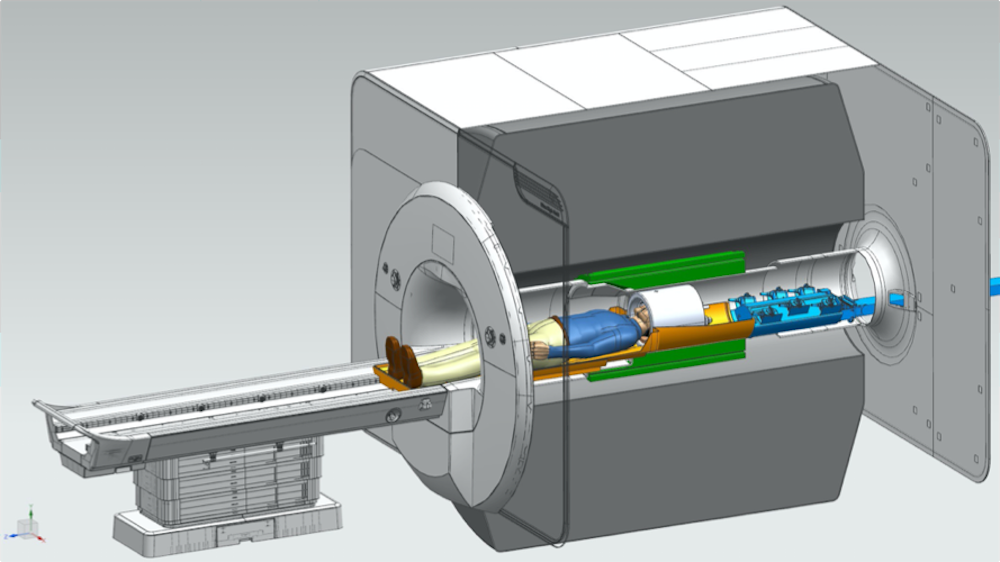 Cross-sectional diagram of a very large scanner a person is inside