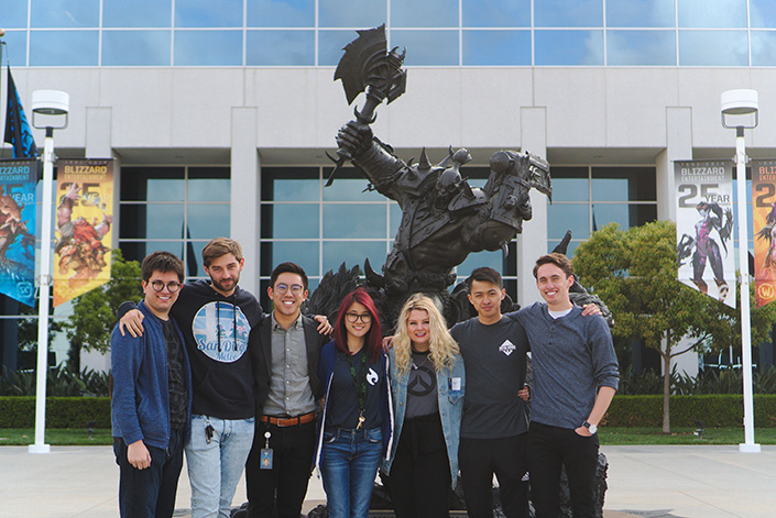 Group photo of UC San Diego students who work for Blizzard Entertainment