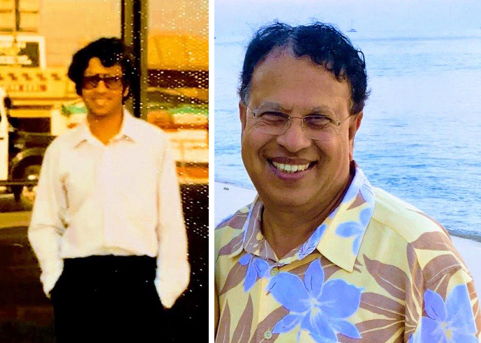 Portraits of Mohan Ananda as a Ph.D. student in the 1970s and now