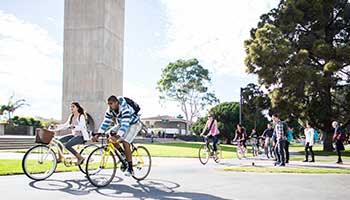 cyclists on UC Santa Barbara campus