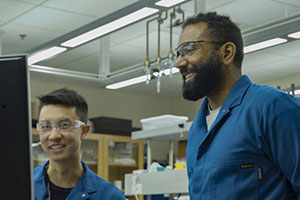 Tyler Chen with Aaron Streets, assistant professor of bioengineering