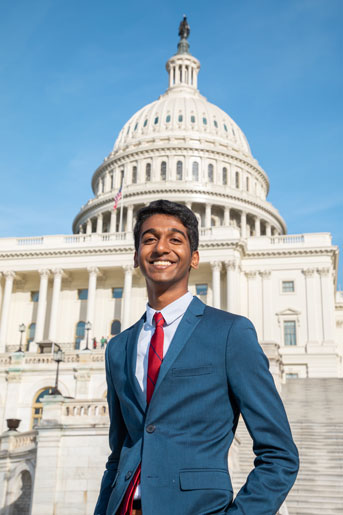 Aidan Arasasingham in front of the Capitol