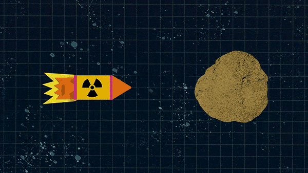Nuclear device detonating near an asteroid