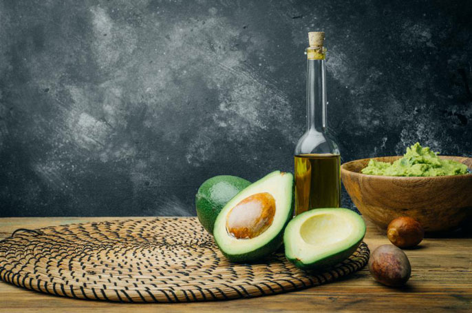 Avocado oil on a table