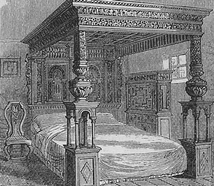 Old illustration of a bed