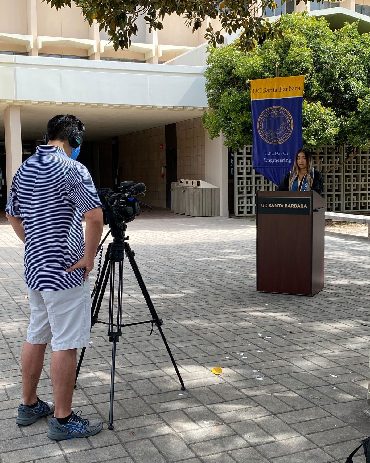 Engineering graduation filmed at social distance with no crowd