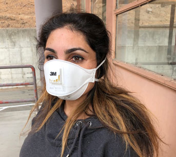 Woman with an air mask