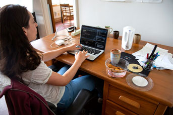 Anna Boser works on a COVID-19 modeling project