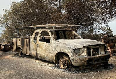 Truck burned in the Quail Ridge fire