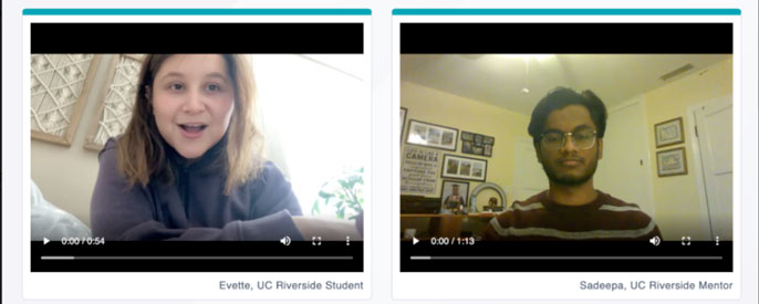 Screenshot of mentor and mentee video chatting