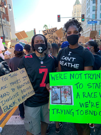 Charmin Smith at a protest for Black Lives Matter in downtown Oakland