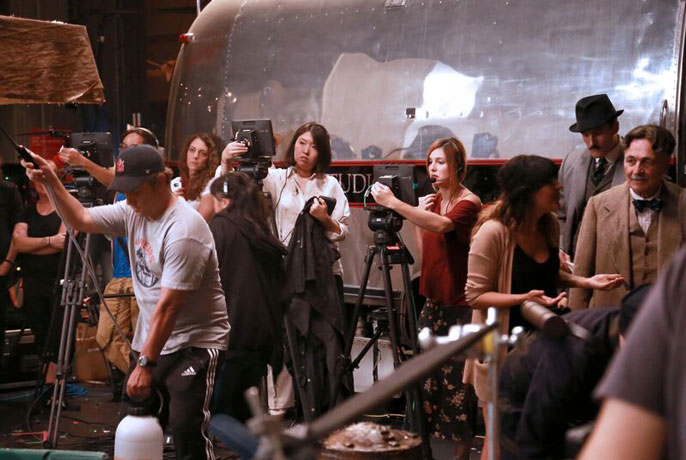 Coppola students on set
