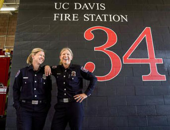 Cara and Meggie inside the UC Davis fire station