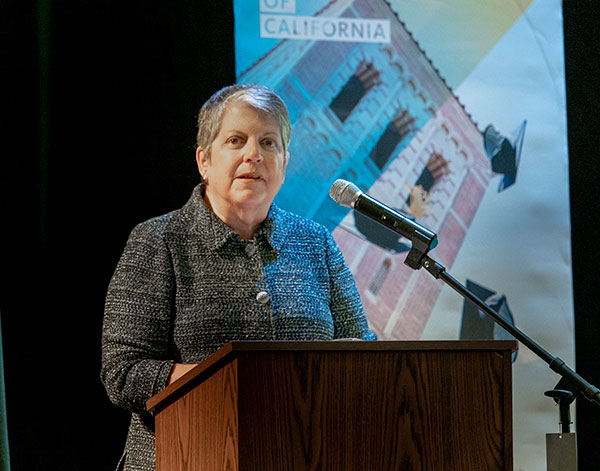 Janet Napolitano at a lectern