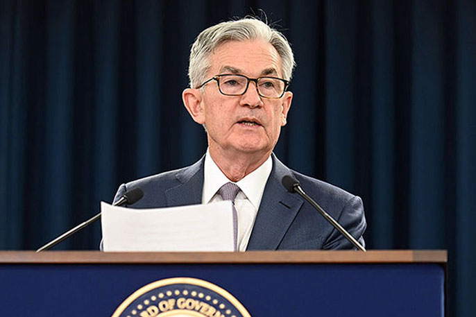 Jerome Powell, chairman of the US Federal Reserve Board, at a lectern