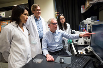 Jim Johnsen with colleagues at desk