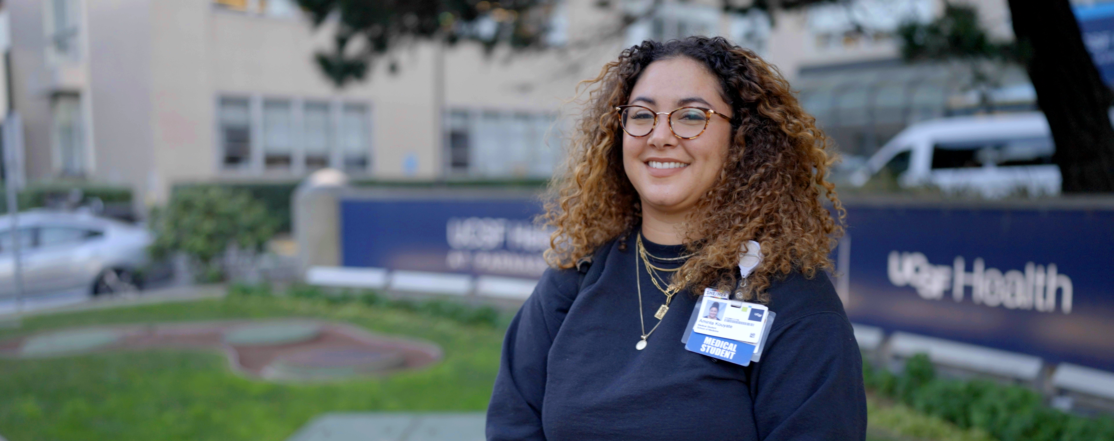 Aminta Kouyate smiling outside UCSF