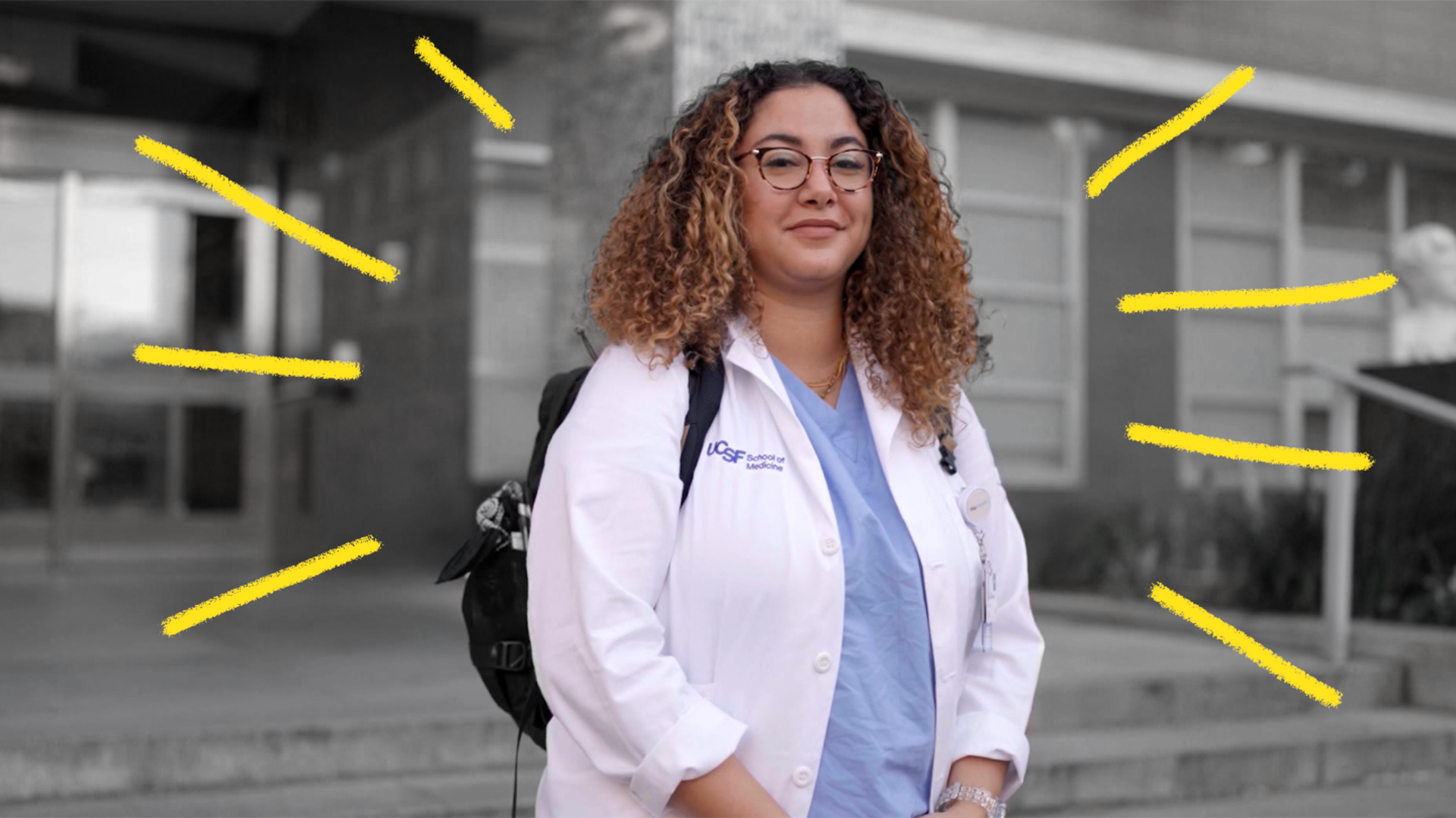 Aminta Kouyate, a UC Prime medical student, smiling outside UCSF