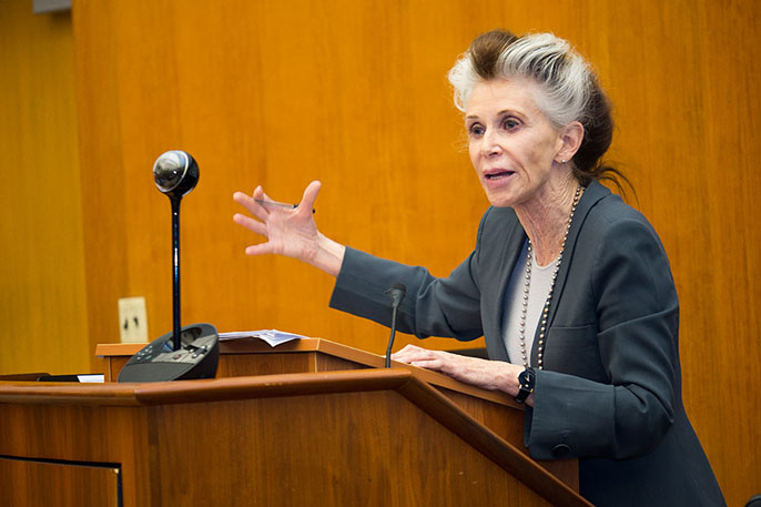 Catharine MacKinnon at the podium