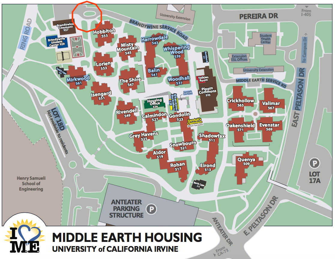 Middle Earth housing map at UC Irvine