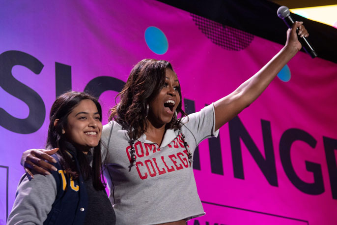 Michelle Obama with Lena Waithe and Genesis Jackson