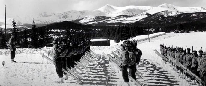 Soldiers at attention on mountain